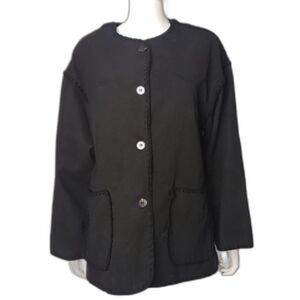 Black Felt Car Coat Jacket Womens Size Small